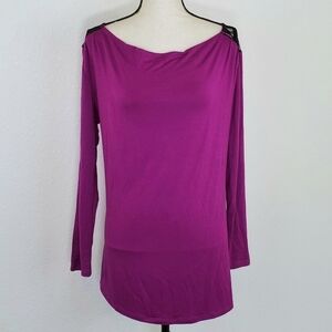 *NWT* EVERLY GREY Purple Tunic Top w/Black Lace Shoulder Detailing, size Large